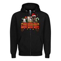 Black merry christmas truck animals Zipper Hoodie - RanaPortraitStore