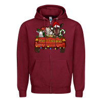 Burgundy merry christmas truck animals Zipper Hoodie - RanaPortraitStore