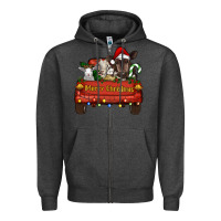 Charcoal Heather merry christmas truck animals Zipper Hoodie - RanaPortraitStore