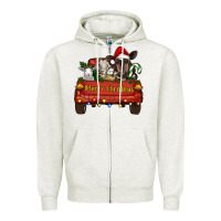 Oatmeal Heather merry christmas truck animals Zipper Hoodie - RanaPortraitStore