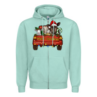 Seafoam merry christmas truck animals Zipper Hoodie - RanaPortraitStore