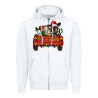 White merry christmas truck animals Zipper Hoodie - RanaPortraitStore