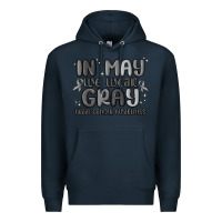 Navy in may we wear gray brain cancer awareness Premium Hoodie - MaliasSmallBusiness