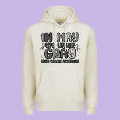 In May We Wear Gray Brain Cancer Awareness Premium Hoodie Designed By Maliassmallbusiness