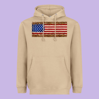 Usa Flag Leopard Heavyweight Hoodie Designed By Jahusdesignshop