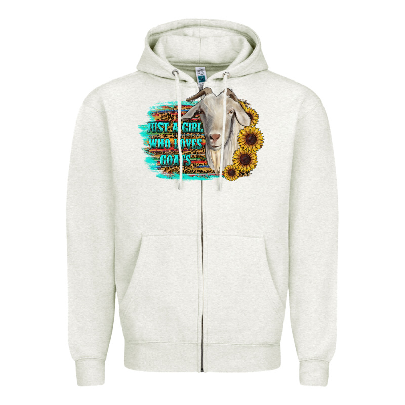 Just A Girl Who Loves Goats Zipper Hoodie by RanaPortraitStore | Teevron