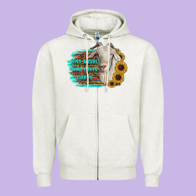 Just A Girl Who Loves Goats Zipper Hoodie Designed By Ranaportraitstore