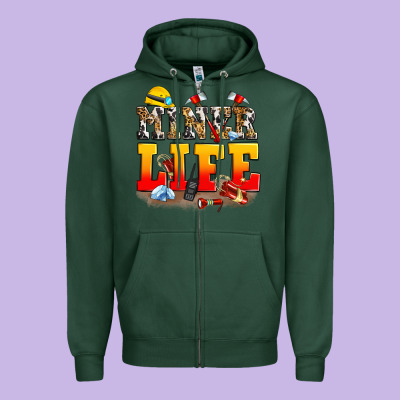 Miner Life Zipper Hoodie Designed By Zillion Design Studio