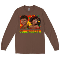 Chestnut juneteenth with afro black kids Long Sleeve Tee - texasbilliewilder