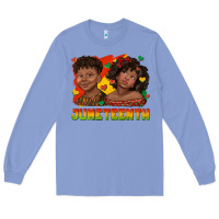 Colony Blue juneteenth with afro black kids Long Sleeve Tee - texasbilliewilder