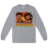 Heather Grey juneteenth with afro black kids Long Sleeve Tee - texasbilliewilder