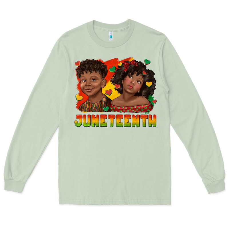 Juneteenth With Afro Black Kids Long Sleeve Tee by texasbilliewilder | Teevron