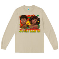 Mushroom juneteenth with afro black kids Long Sleeve Tee - texasbilliewilder