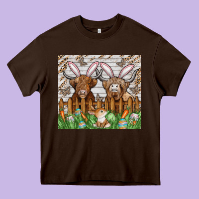 Easter Cow Heavy Core Tee Designed By Cowhidedigitalart