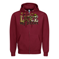 Burgundy love my soldier Zipper Hoodie - Zillion Design Studio