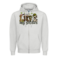 Dove Grey love my soldier Zipper Hoodie - Zillion Design Studio
