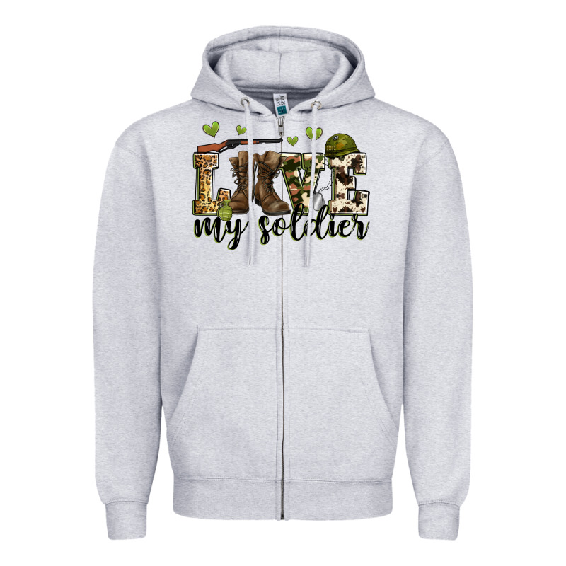 Love My Soldier Zipper Hoodie by Zillion Design Studio | Teevron