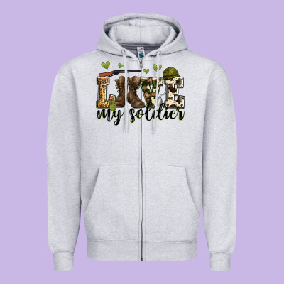 Love My Soldier Zipper Hoodie Designed By Zillion Design Studio