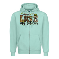 Seafoam love my soldier Zipper Hoodie - Zillion Design Studio