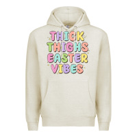Oatmeal Heather thicks thighs easter vibes Premium Hoodie - MaliasSmallBusiness