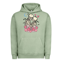 Pigment Oil Green the lovers skeletons Urban Hoodie - MaliasSmallBusiness