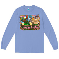 Colony Blue happy easter rooster chicken and chick Long Sleeve Tee - RanaPortraitStore