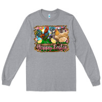 Heather Grey happy easter rooster chicken and chick Long Sleeve Tee - RanaPortraitStore