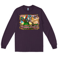 Plum happy easter rooster chicken and chick Long Sleeve Tee - RanaPortraitStore