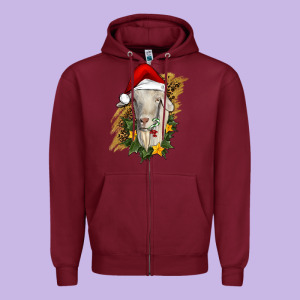 Christmas Goat Zipper Hoodie Designed By Ranaportraitstore