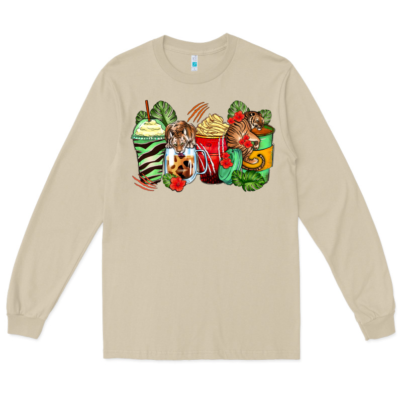 Tiger Coffee Cups Long Sleeve Tee by Zillion Design Studio | Teevron