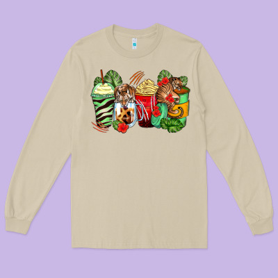 Tiger Coffee Cups Long Sleeve Tee Designed By Zillion Design Studio