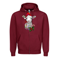 Burgundy christmas baby sheep Zipper Hoodie - RanaPortraitStore