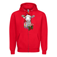 Red christmas baby sheep Zipper Hoodie - RanaPortraitStore