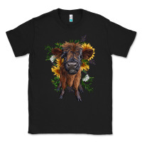 Black highland cow with sunflower Classic Tee - RanaPortraitStore
