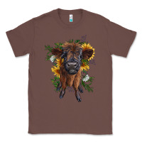 Chestnut highland cow with sunflower Classic Tee - RanaPortraitStore
