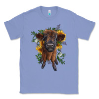 Colony Blue highland cow with sunflower Classic Tee - RanaPortraitStore