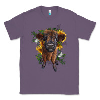 Lavender highland cow with sunflower Classic Tee - RanaPortraitStore