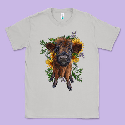 Highland Cow With Sunflower Classic Tee Designed By Ranaportraitstore