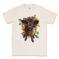 Natural highland cow with sunflower Classic Tee - RanaPortraitStore