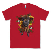 Red highland cow with sunflower Classic Tee - RanaPortraitStore