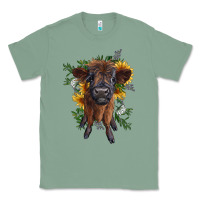 Sage highland cow with sunflower Classic Tee - RanaPortraitStore