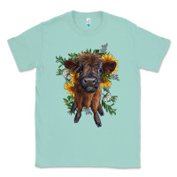 Seafoam highland cow with sunflower Classic Tee - RanaPortraitStore