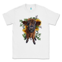White highland cow with sunflower Classic Tee - RanaPortraitStore