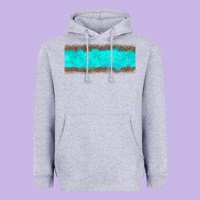 Turquoise Leopard Heavyweight Hoodie Designed By Jahusdesignshop