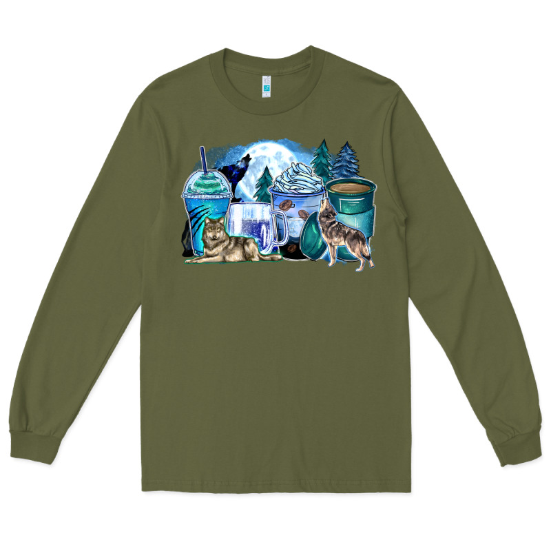 Wolf Coffee Cups Long Sleeve Tee by Zillion Design Studio | Teevron