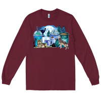 Burgundy wolf coffee cups Long Sleeve Tee - Zillion Design Studio
