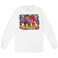 White Happy Easter Roosters Long Sleeve Tee - RanaPortraitStore