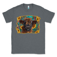 Charcoal Heather highland cow calf with western background Classic Tee - RanaPortraitStore