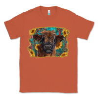 Copper highland cow calf with western background Classic Tee - RanaPortraitStore