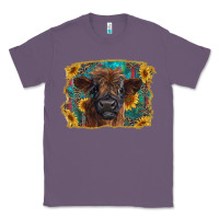 Lavender highland cow calf with western background Classic Tee - RanaPortraitStore